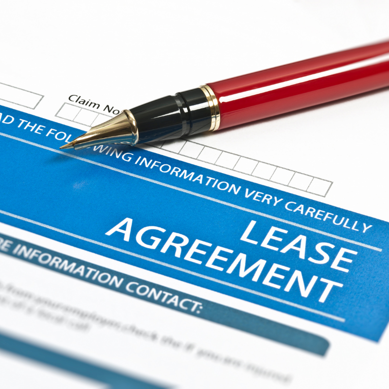 Picture of a comprehensive lease agreement.