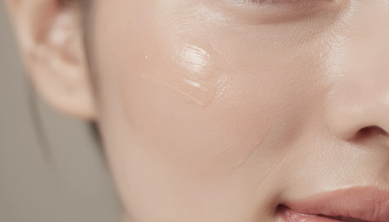 Zbliżenie na gładką, nawilżoną skórę twarzy z naturalnym blaskiem, ukazującą efekt odmłodzenia po zabiegu liftingu twarzy. Skóra wygląda zdrowo i promiennie, co sugeruje skuteczną pielęgnację oraz dbałość o komfort pacjenta.