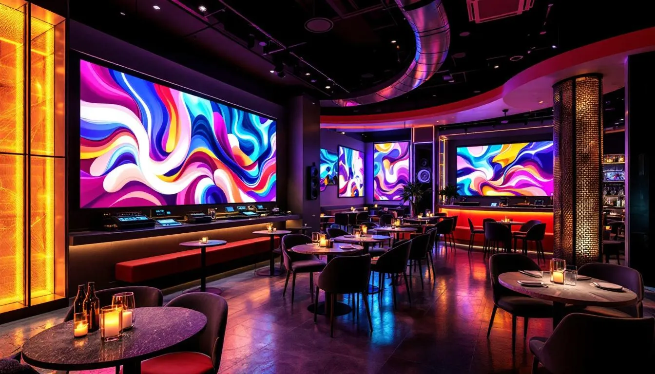 A vibrant restaurant atmosphere enhanced by a multiroom audio system.