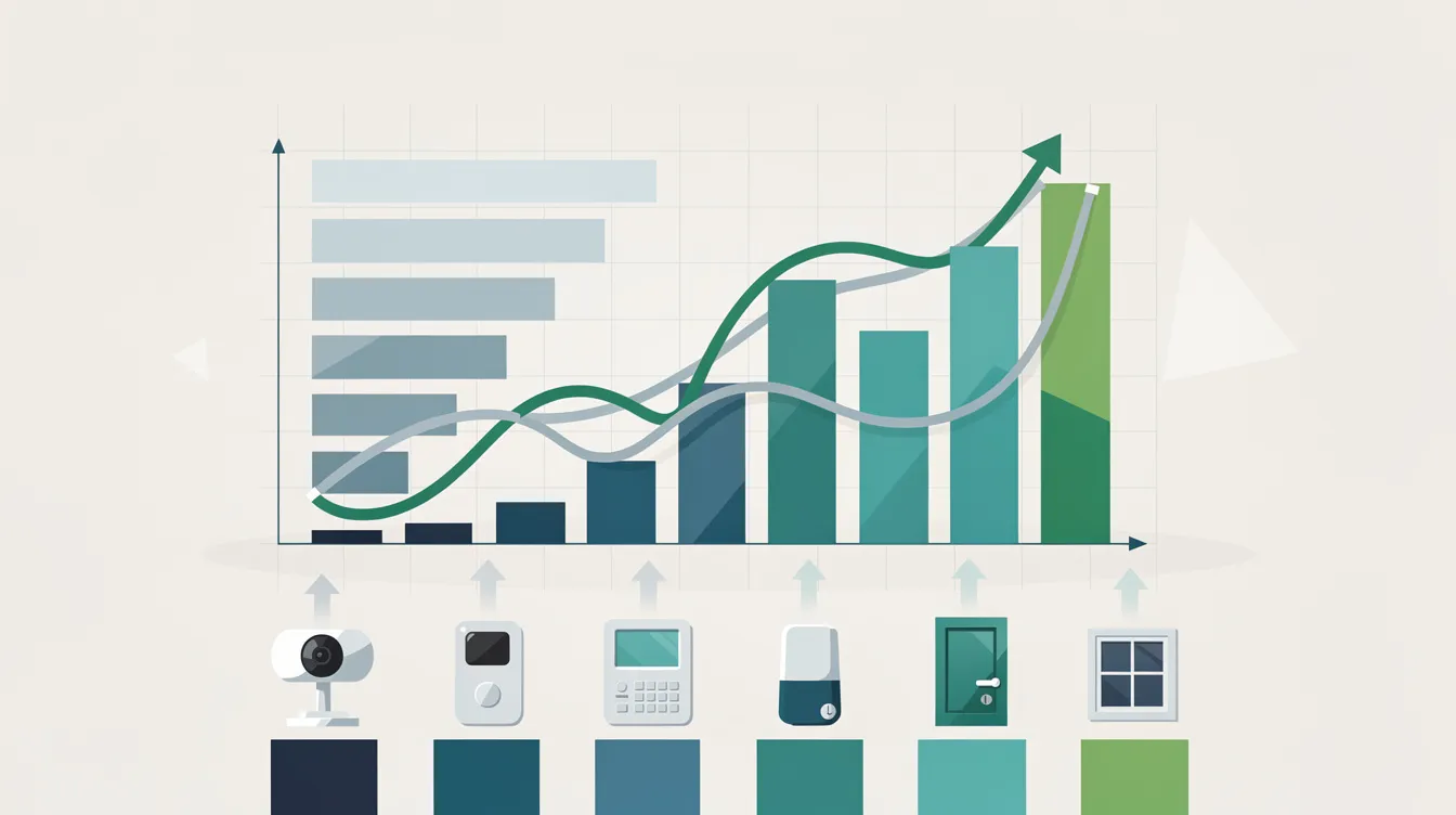 Graph illustrating potential savings from home security systems on homeowners insurance.