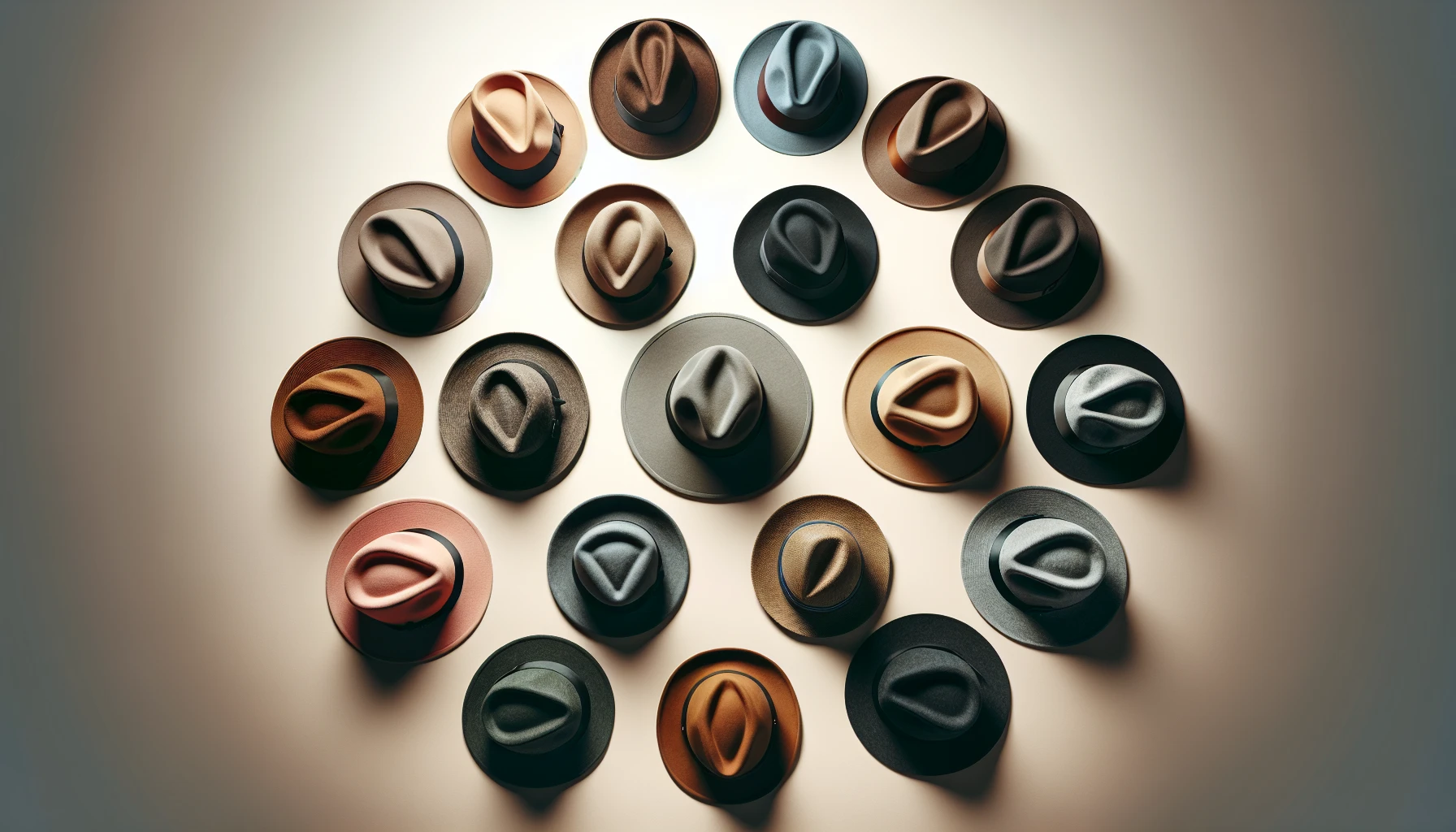 An illustration of different brim shapes for fedora hats