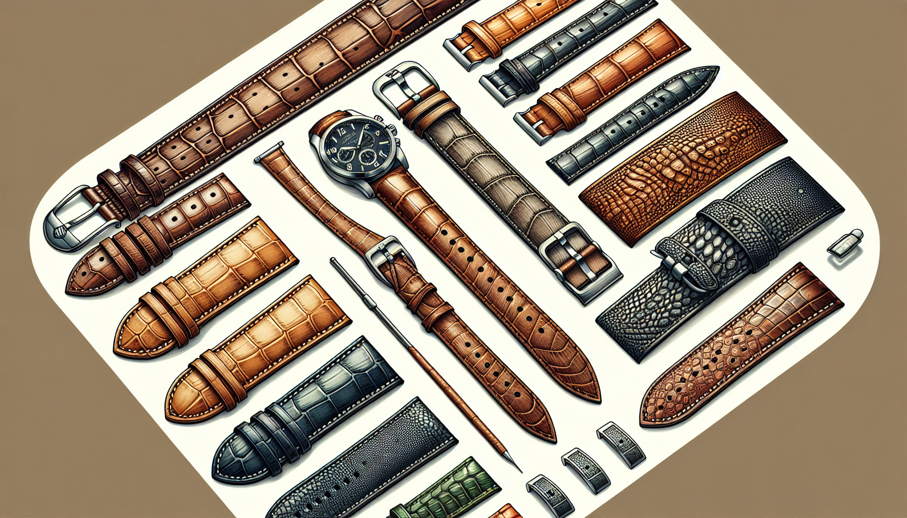 Illustration of different types of leather used in watch bands