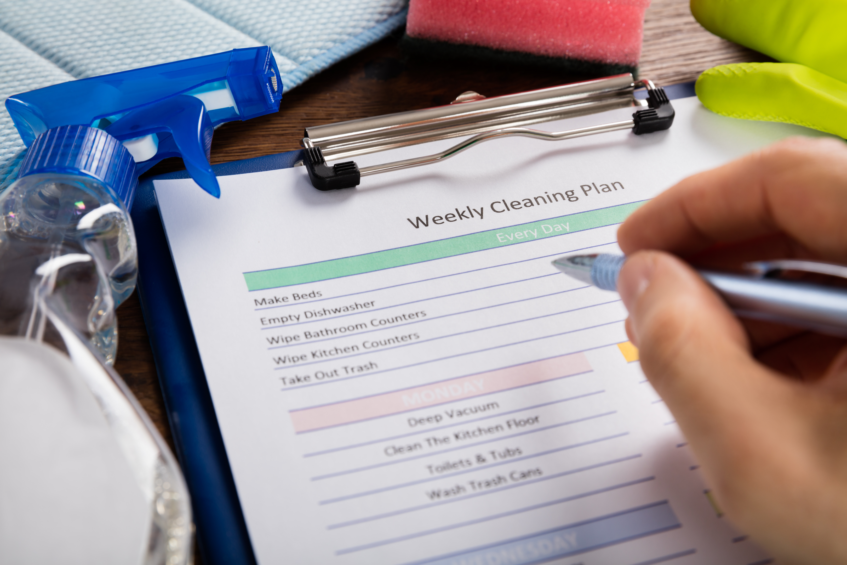 Photo by: AdobeStock/ Weekly Cleaning Plan for your home.