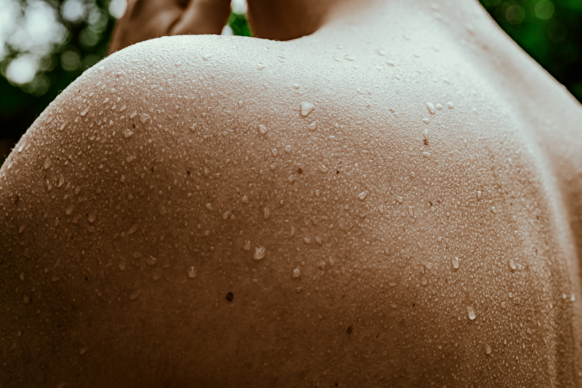 Photo of a person sweating