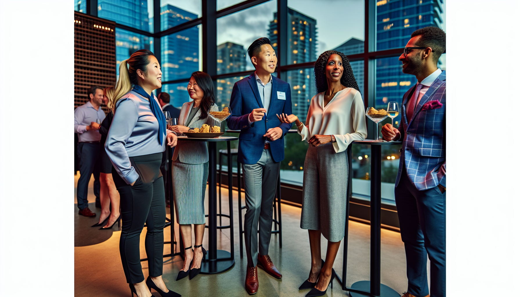 A photo of a group of people networking at a real estate event