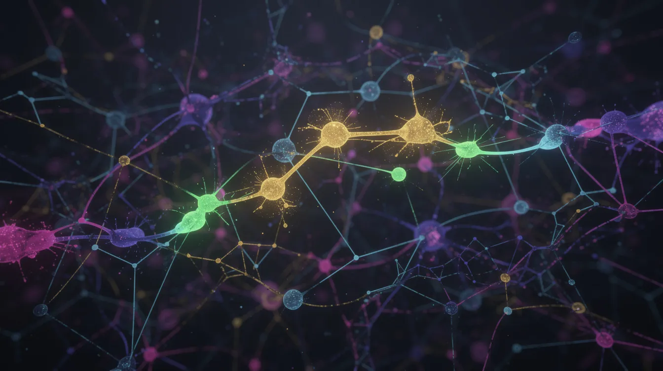 Abstract illustration of connected nodes representing behavioural patterns and support