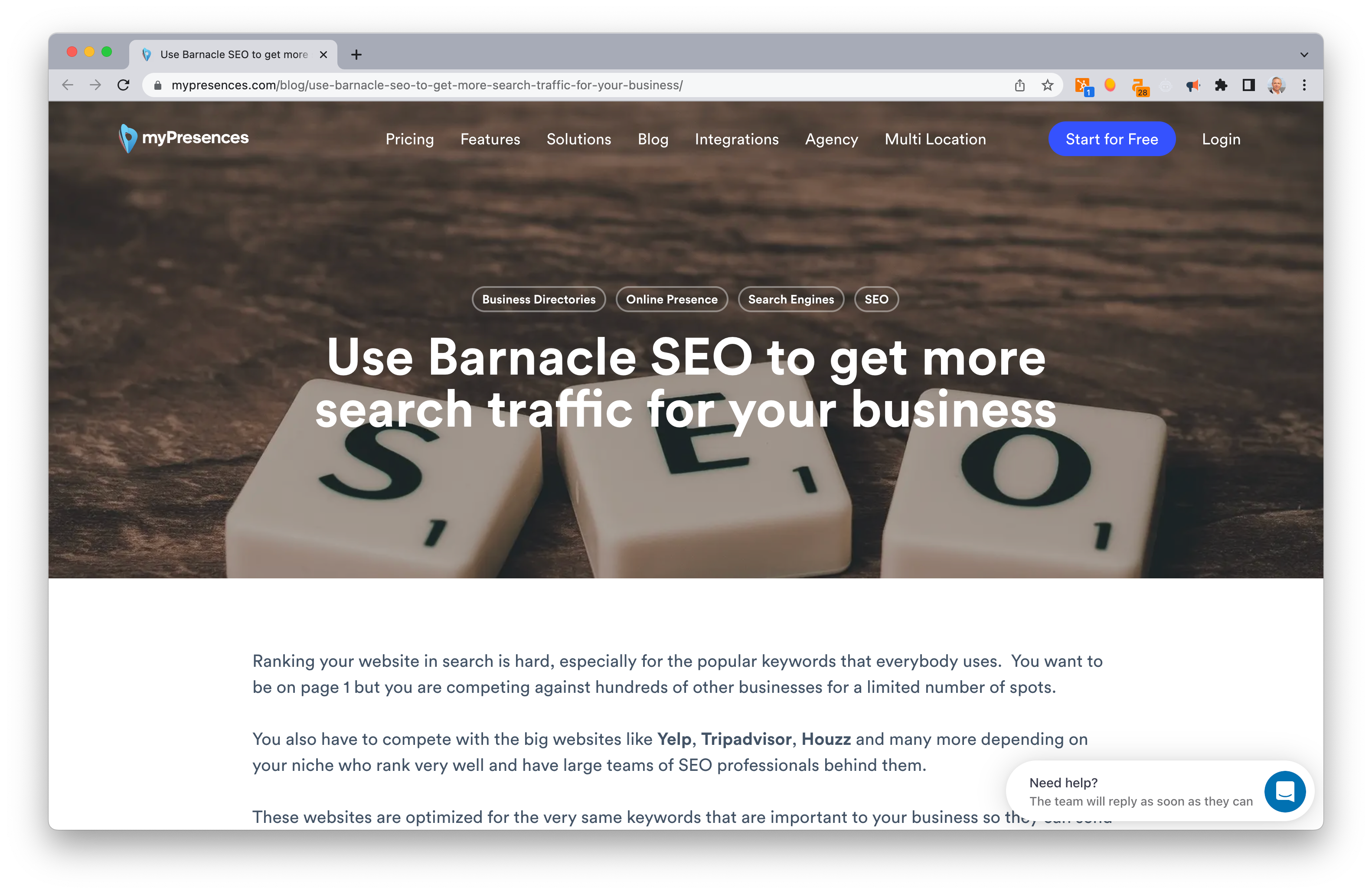 Screen Shot: Use Barnacle SEO to Get More Search Traffic for Your Business