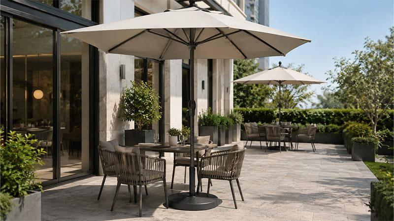 Patio umbrella for outdoor seating, cafés, hotels, gardens, and restaurant terraces