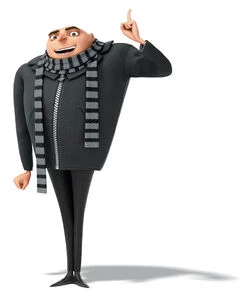 Gru has a signature style, dark jacket and pants and the scarf of course! 