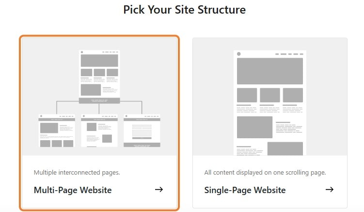 Choosing site structure in HeroBuilder