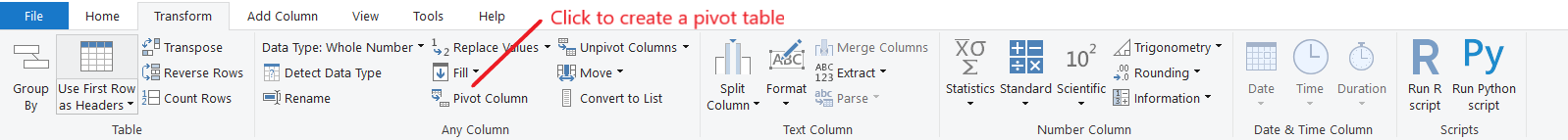 Create Pivot Table