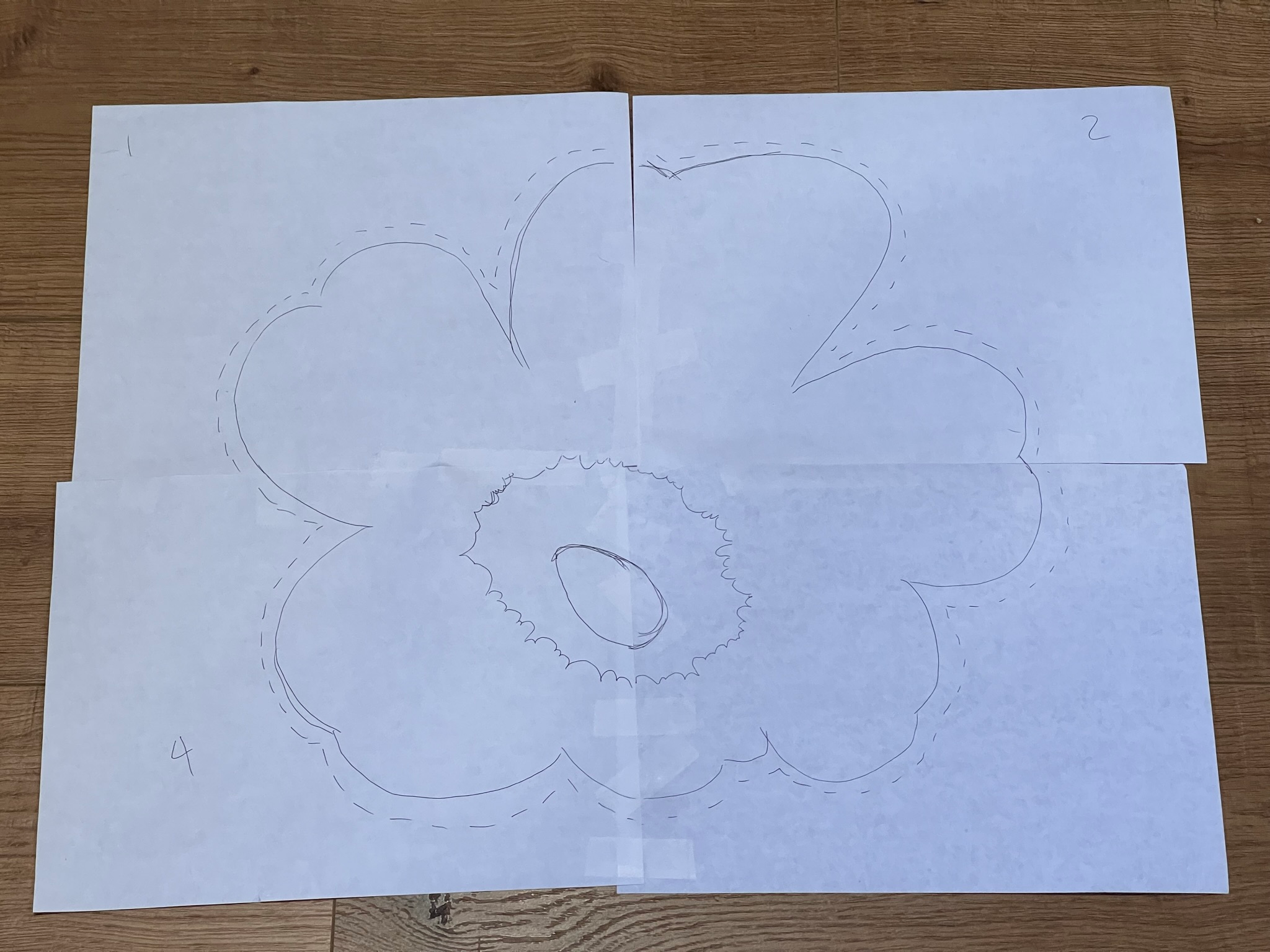 The traced flower pattern