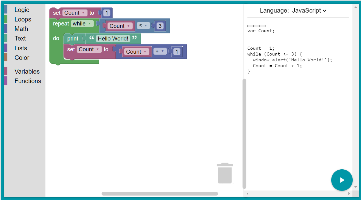 Blockly JS library