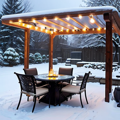 A patio cover has a solid roof and will keep snow out during your Winter entertaining.