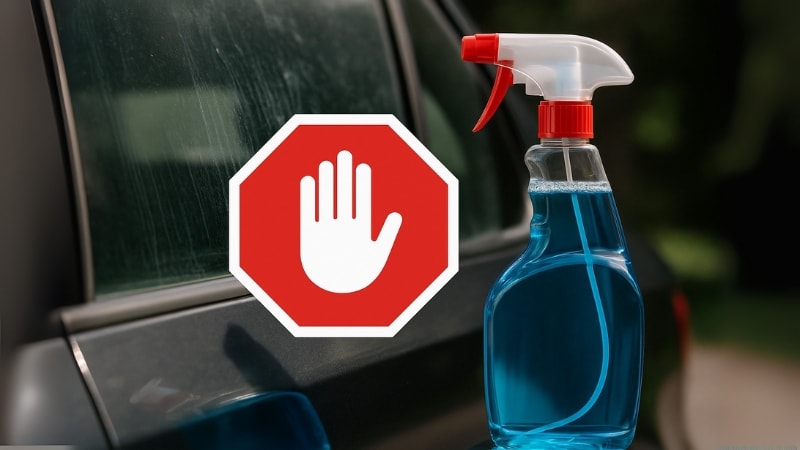 A sign stopping the use of ammonia based cleaner on tinted windows