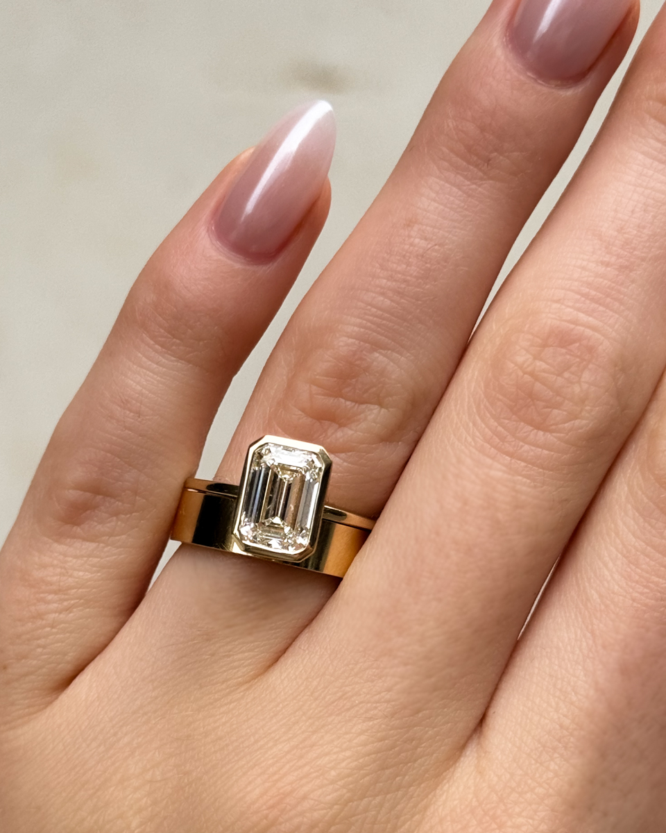GOODSTONE Bezel Set Emerald Cut Engagement ring