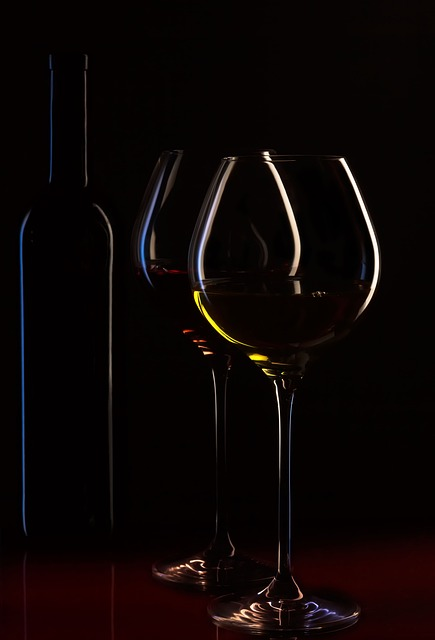 wine bottle, wine glasses, glasses