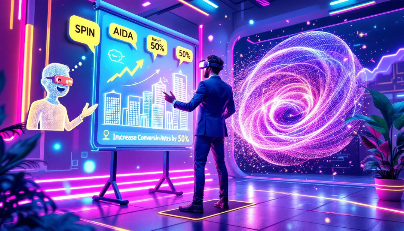 A sales professional using virtual reality for training.