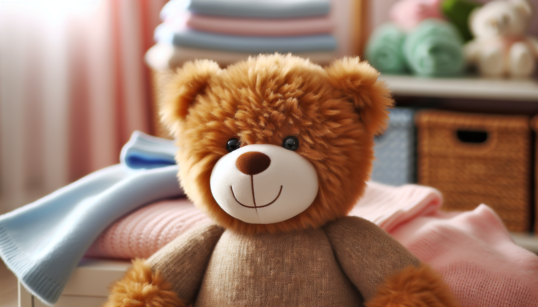 Adorable plush teddy bear suitable for babies