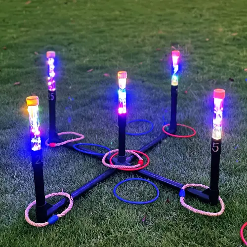OUTTOY Outdoor Yard Games for Adult and Family, Led Ring Toss Games for Kids, Glow in The Dark Games for Lawn, Backyard, Camping, Beach