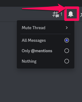 Closeup image showing the notification settings on Discord