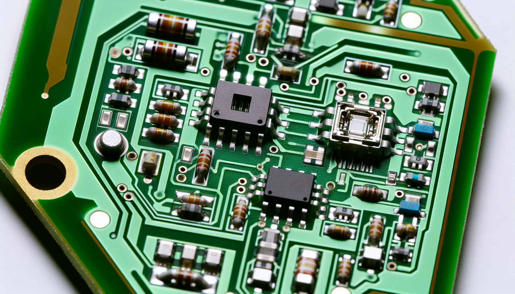 Photo of PCB layout for integrated transceiver IC