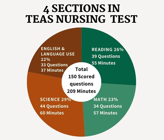 Four Sections in TEAS Nursing Test 