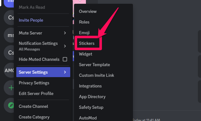 Closeup image showing the Discord sticker button