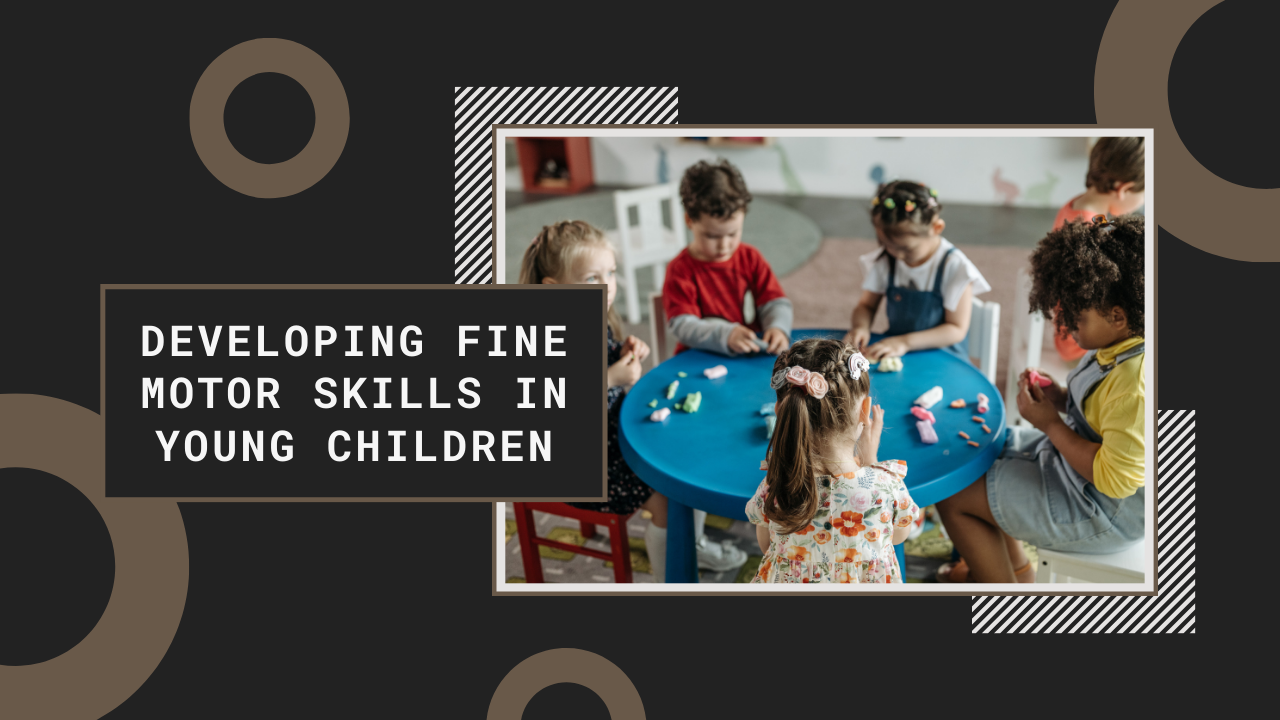 "Vibrant design showing young children enhancing fine motor skills through playful, detailed craftwork."