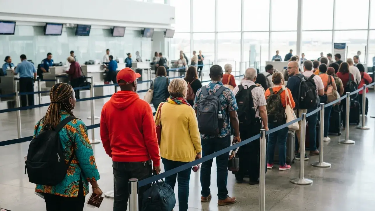 Traveler checking final flight booking after a transferred visa case is decided