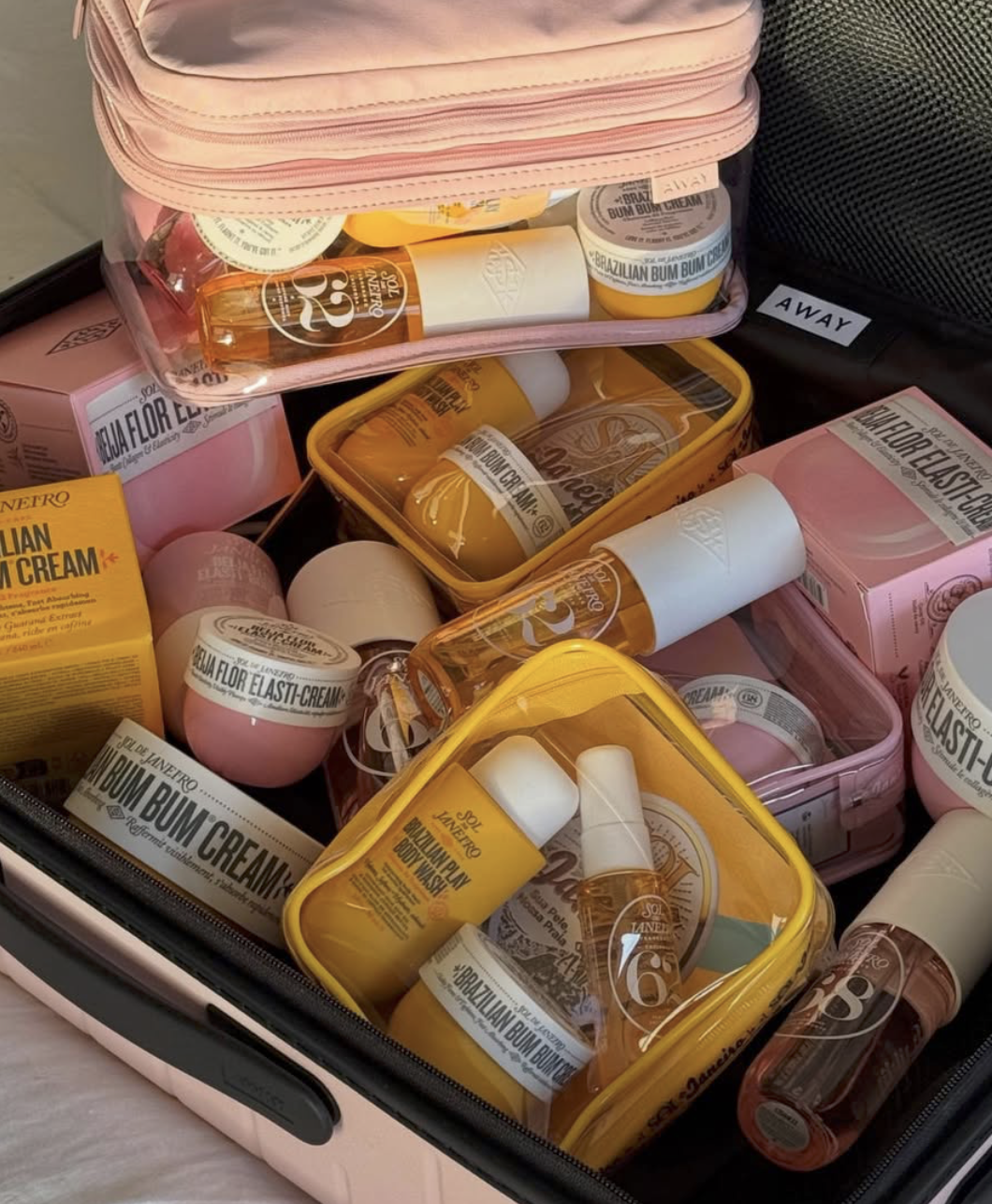 Sol de Janeiro promotes its travel-size products through travel-themed campaigns and partnerships. Image courtesy of Sol de Janeiro on Instagram. View the original post here. https://www.instagram.com/p/DScpv15EYX8/?utm_source=ig_web_copy_link&igsh=MzRlODBiNWFlZA==.