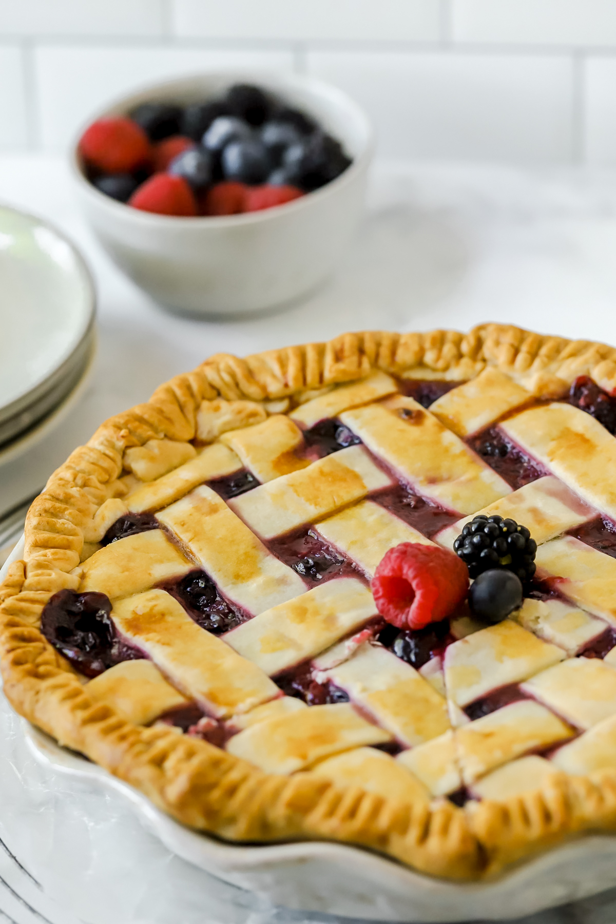 whole berry pie with lattice pie crust