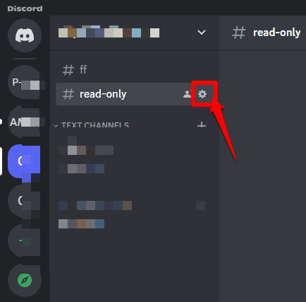 Closeup image showing the edit channel icon on Discord