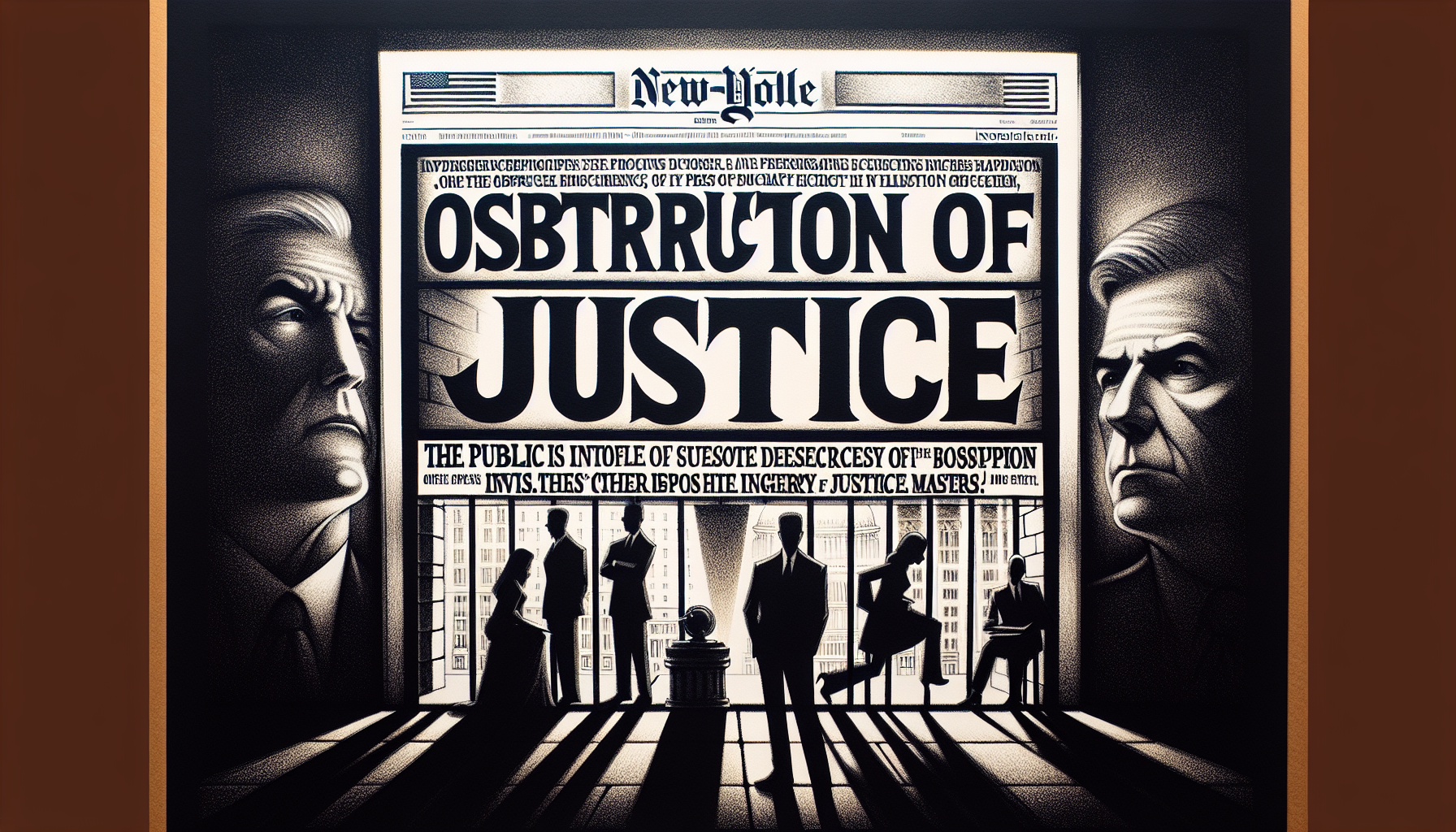 An illustration highlighting notable cases of obstruction of justice.