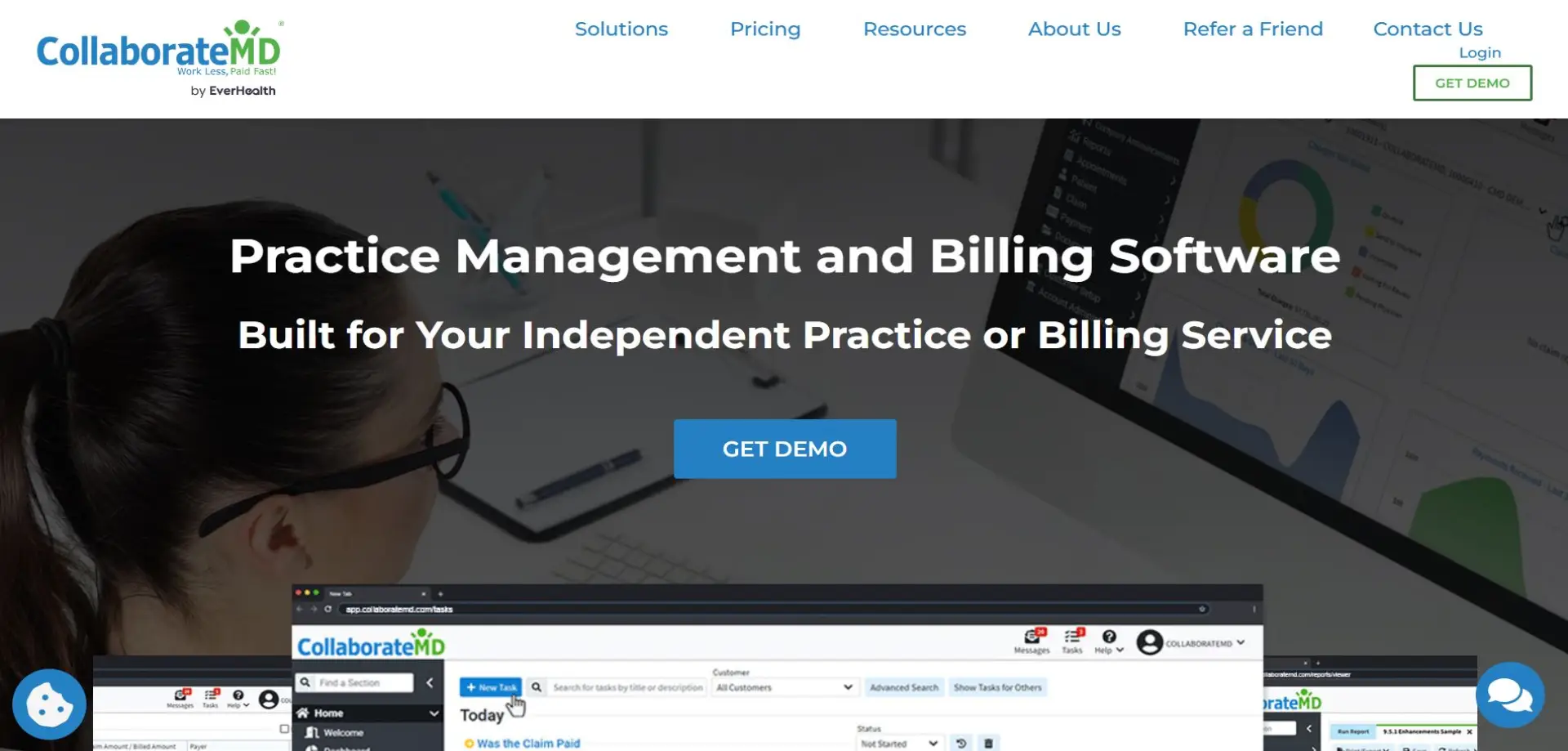 Homepage of CollaborateMD website