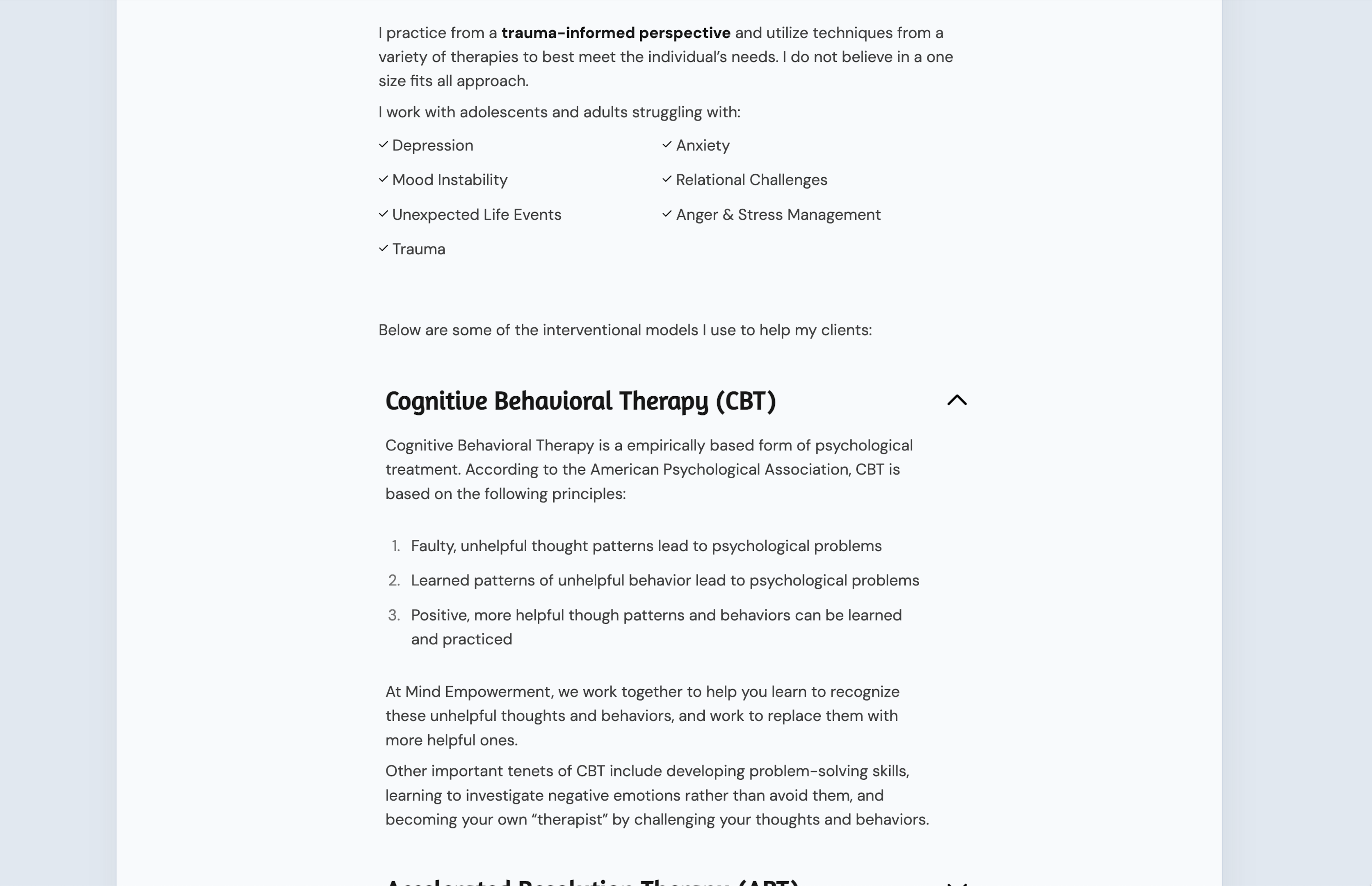 Mind Empowerment black and white website