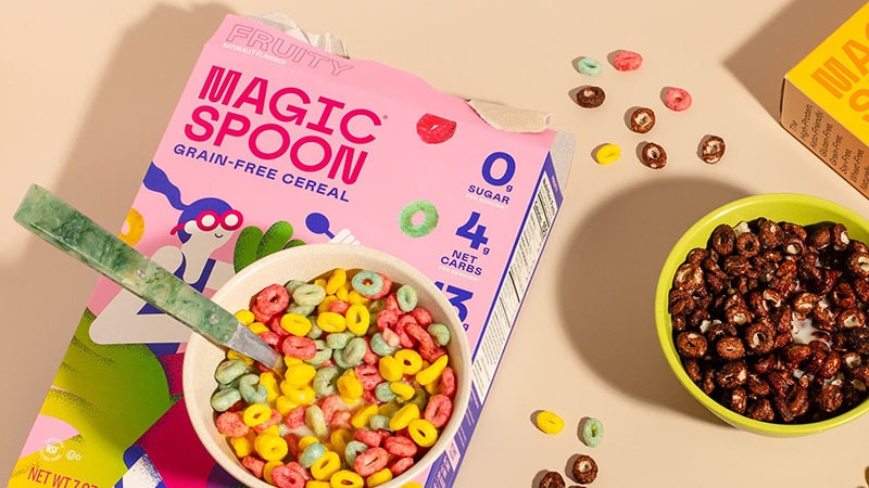 Magic Spoon zero-sugar cereal packaging