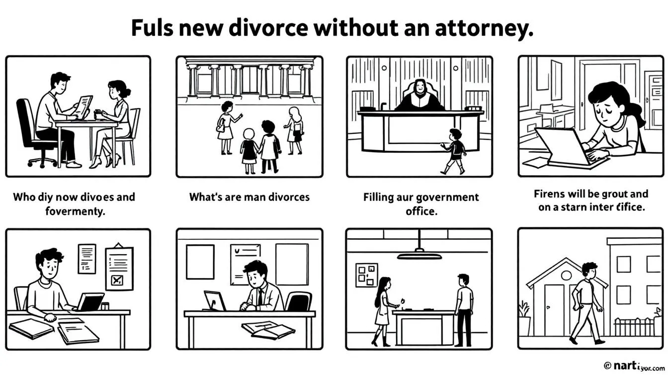 A visual guide on what happens if you can't afford legal representation in a divorce.