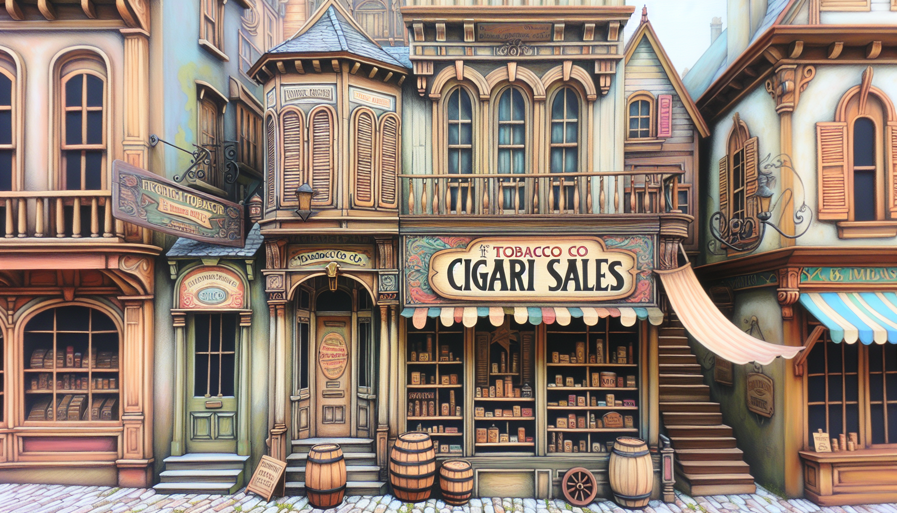 An illustration depicting various retailers for Deadwood Tobacco Co cigars.