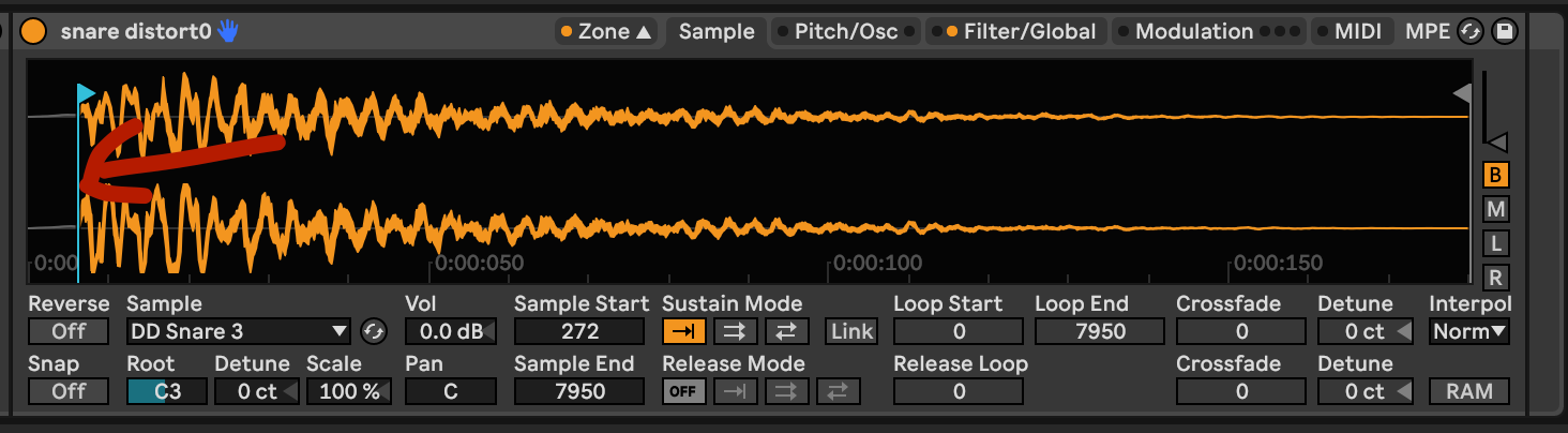 Move the sample start time. 