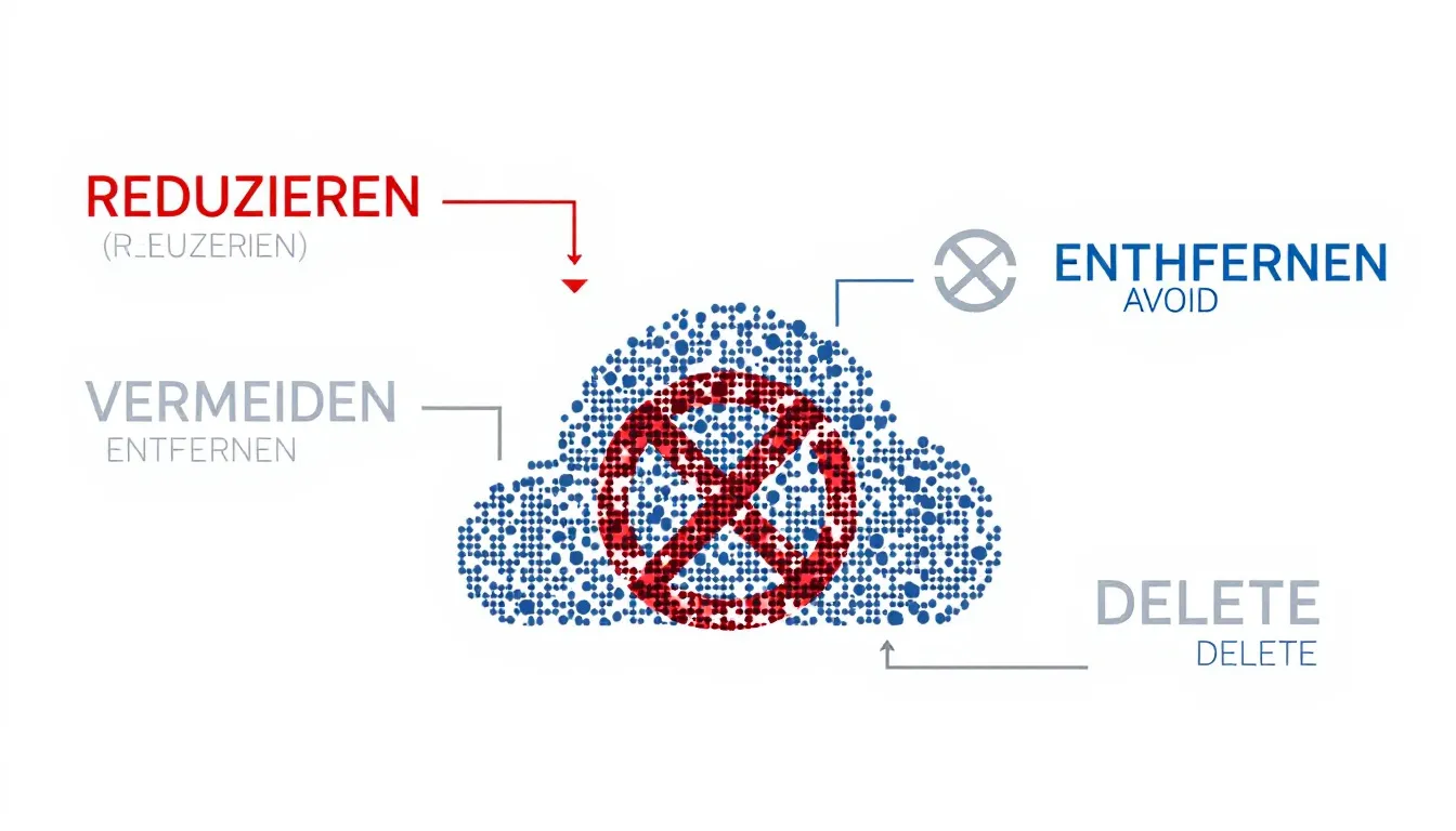 Eine grafische Darstellung, die das Konzept der Datenminimierung und den Grundsatz der Datenvermeidung veranschaulicht.
