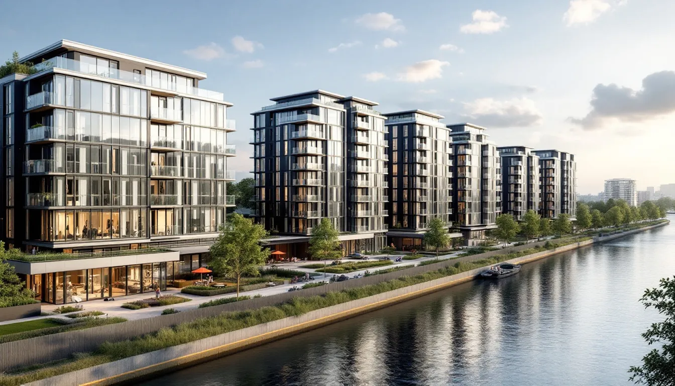 A modern riverside apartment development in Reading showcases sleek architecture with stunning views of the Thames, highlighting its appeal as one of the best places to live for young professionals and families. This development offers easy access to the town centre, excellent transport links, and green spaces, making it a fantastic place to call home.