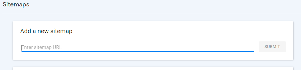 Champ "Add a new sitemap" dans Google Search Console.