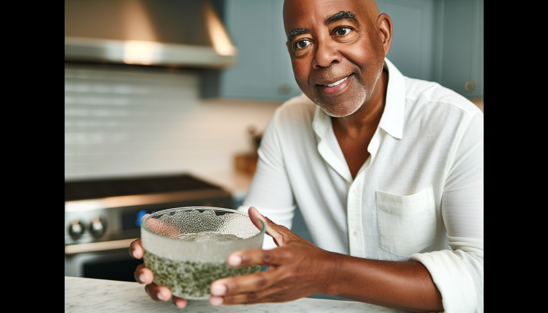 A person holding a bowl of sea moss gel