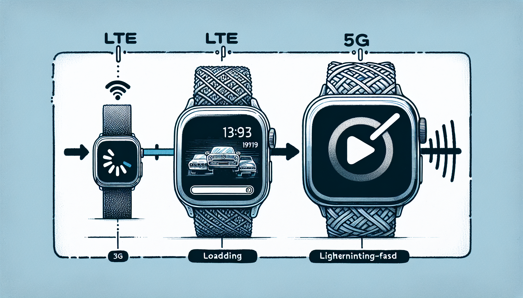 Illustratie van de evolutie van connectiviteit op de Apple Watch