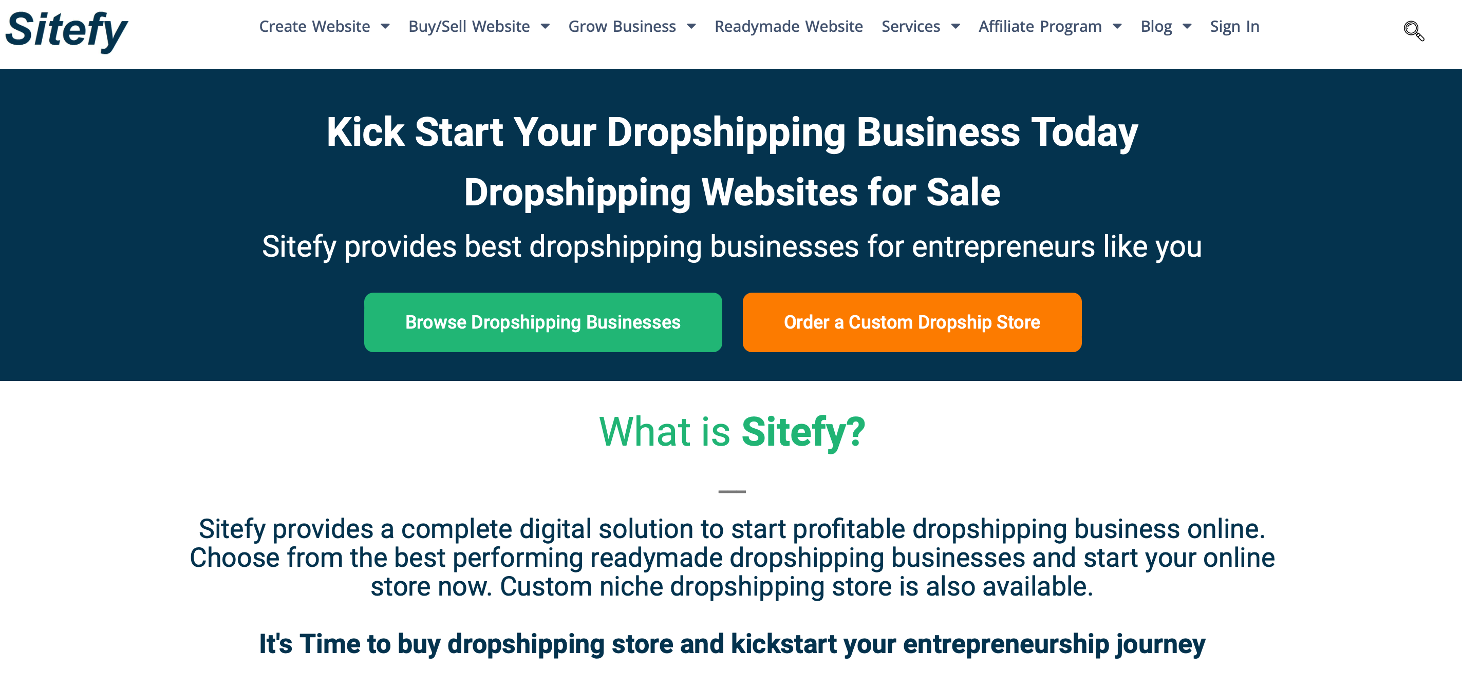 pre built shopify store - sitefy