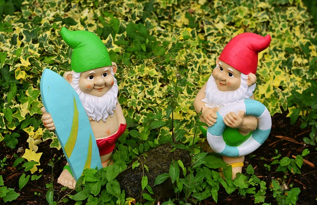garden gnomes, garden, characters