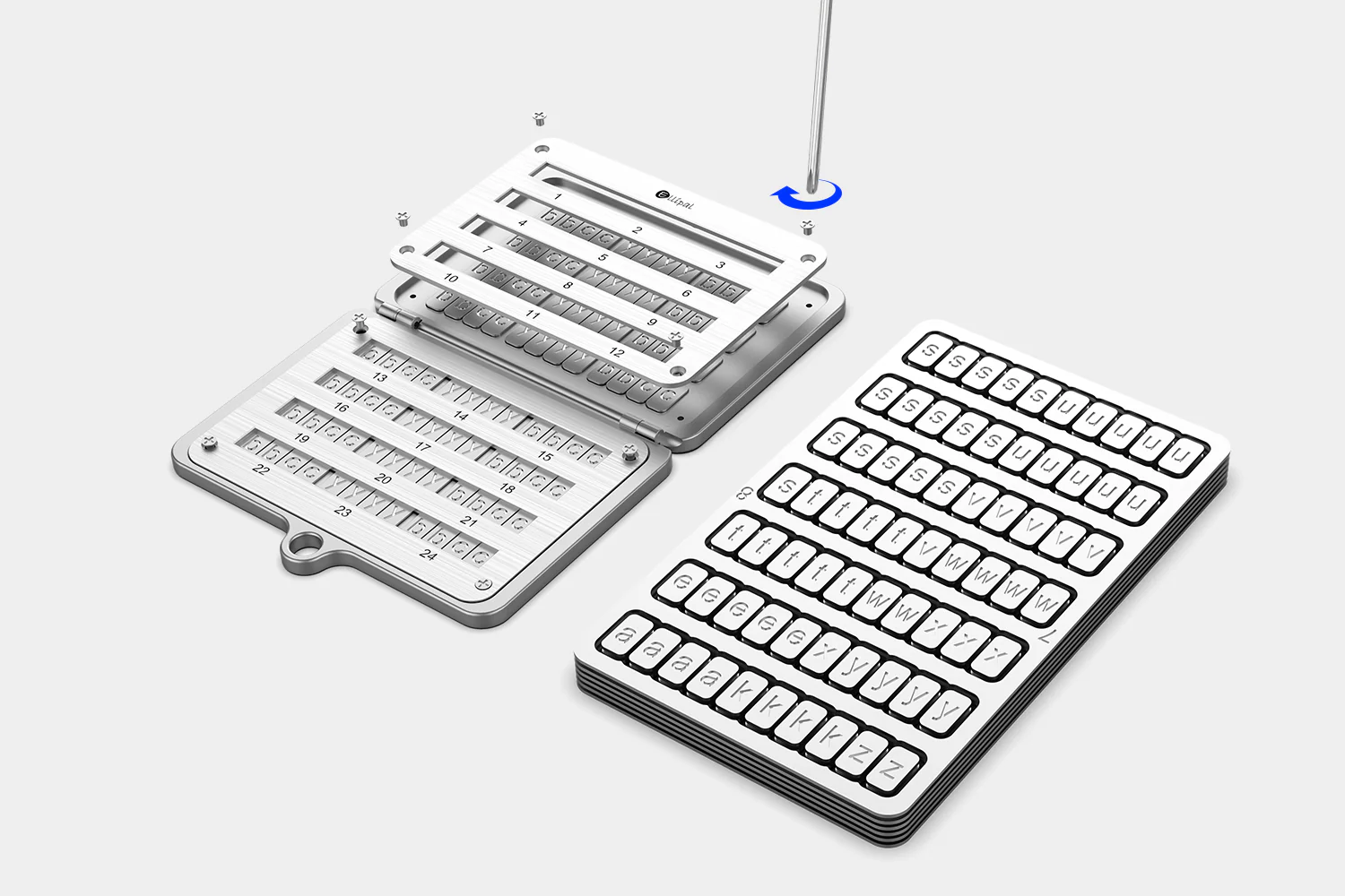 Lightweight stainless steel seed phrase storage solution.