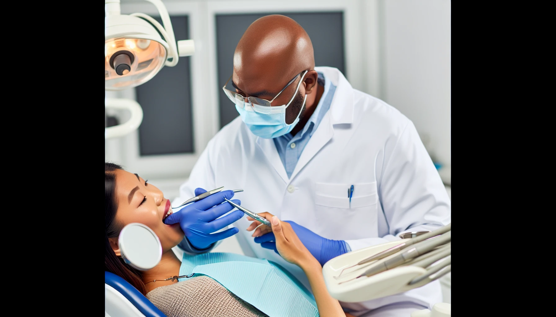 Professional dentist performing a dental check-up