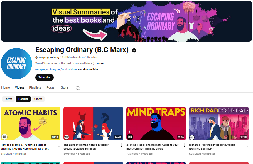 Escaping Ordinary (B.C. Marx) YouTube channel.